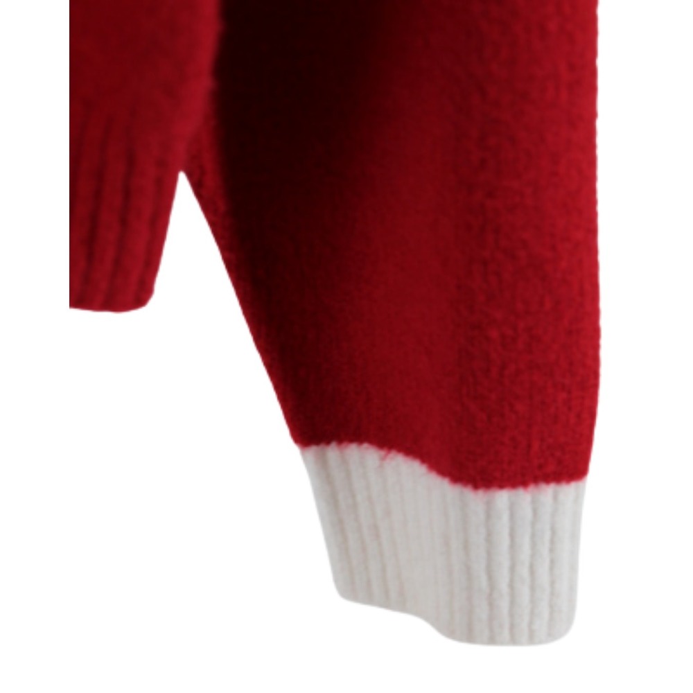 Womens Christmas Cardigan Red Knit Sweater Embroidered Collar Button Front‎ Size - Picture 5 of 7